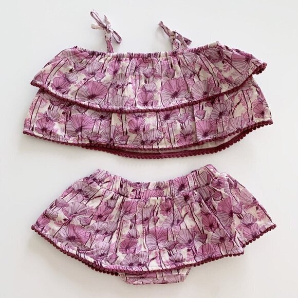 Kate Quinn Organics Baby Girl Medium Orchid Poppies Sunsuit 18-24 Months - Picture 4 of 7